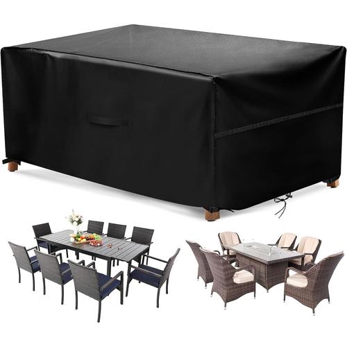 Noir Housse Salon De Jardin 600d Oxford Tissu Imperméable Bache De Meubles D'extérieur, Housse De Protection Pour Mobilier Housse De Table ,180x120x74cm