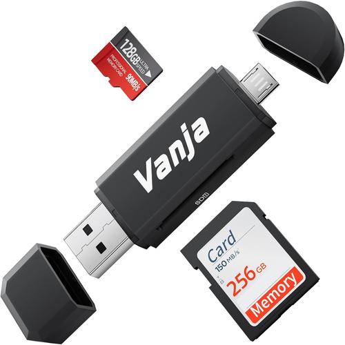 Black-Card Reader Lecteur de carte SD/Micro SD, Micro USB et USB 2.0 Adaptateur OTG pour SDXC, SDHC, SD, MMC, RS-MMC, Micro SDXC, Micro SD, Micro SDHC et cartes UHS-I