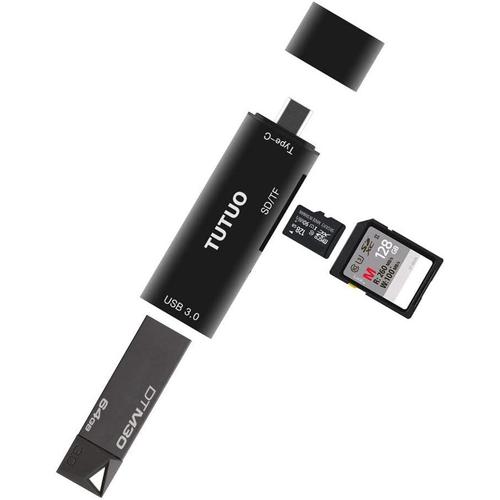 Type C Noir Type C Lecteur de Cartes SD/Micro SD Adaptateur USB-C vers USB-A 3.0 OTG pour Samsung Galaxy S20 / A51, Motorola Moto G8 Plus, Xiaomi Mi 9T Pro, Nokia 7.2, Sony Xperia 5 (Noir)