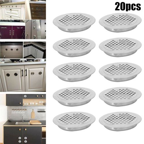 Grille de Ventilation en acier inoxydable, bouchon de Ventilation en métal pour armoire de garde-robe, placard à chaussures, 20 pièces