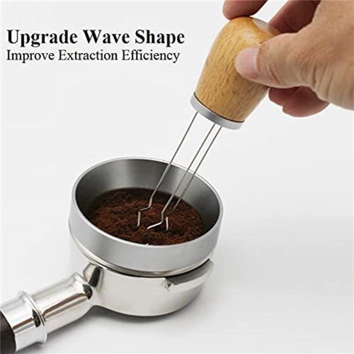 Aiguille à manche en bois massif, outil de nivellement de doseur de café, Type d'aiguille, distributeur de poudre, accessoires pour café et expresso