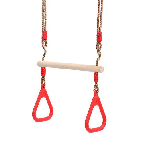 Balançoire Trapèze En Bois Multifonction Pour Enfants Et Adultes, Avec Anneaux En Plastique, Jouets De Jeu Amusants Pour Enfants, Sport, Cadeau D'Anniversaire