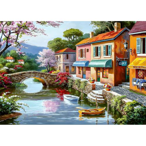 Paysage Diamond Painting Broderie Peinture Diamant Kit Complet, 5d Rond Diamant Painting Tableau Ville Pour Adulte Enfant Strass Point De Croix Decoration Chambre Murale 30x40cm