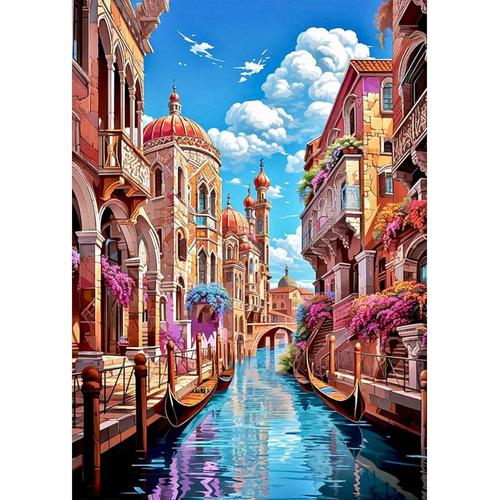 Peinture Diamant 5d Adulte Ville Venise Diamond Painting Complet Paysage Diamant Art Painting Kit, Diy Broderie Diamant Strass Cristal Point De Croix Murale Décoration 30x40cm