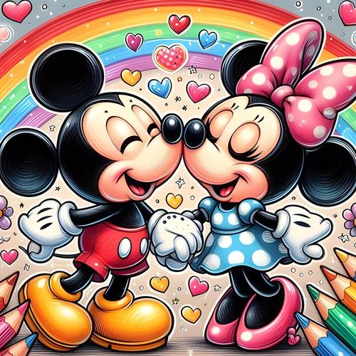 Mouse Diamond Painting, 5d Diy Broderie Diamant Painting Kit Complet Animé, Rainbow Peinture Diamant Artisanat Strass Point De Croix Painting Pour Adultes, Décoration Intérieur 30x30cm