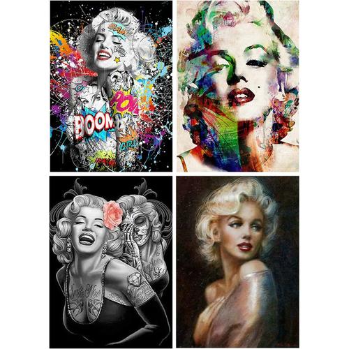 Diamond Painting Lot de 4 30x40 cm Broderie Diamant Marilyn Monroe Diamond Painting de Marilyn Dress Canevas Diamant kit Complet Adulte Marilyn Diamant Peinture Marilyn Monroe et Elvis