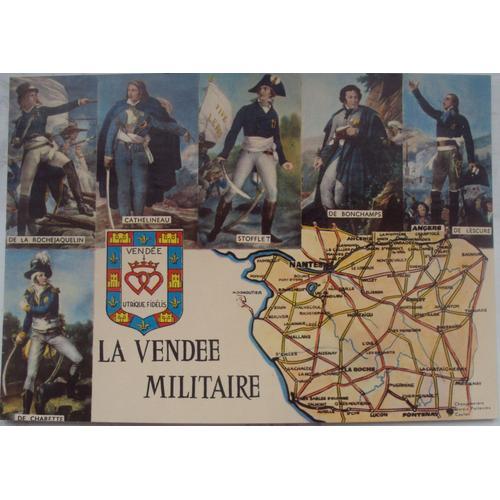 France.. La Vendée Militaire,Écusson Et Carte.Au Verso Timbre 1.80 Léon Blum,Oblitéré,Cachet La Roche Sur Yon 85