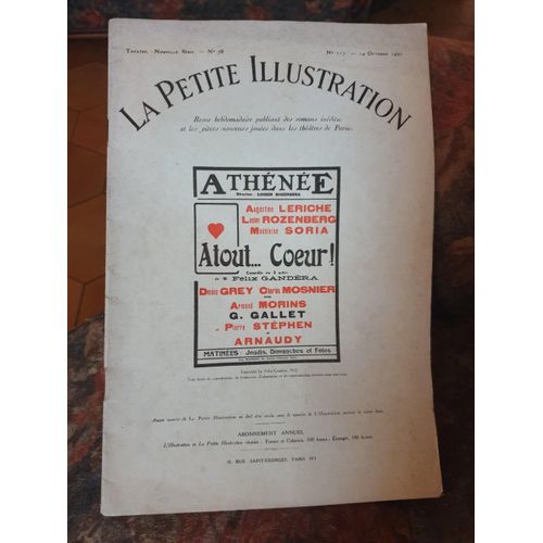 La Petite Illustration - N° 117 - Théâtre - Nouvelle Série - N° 78 - 14 Octobre 1922 - Atout¿ C¿Ur ! (Comédie En 3 Actes)