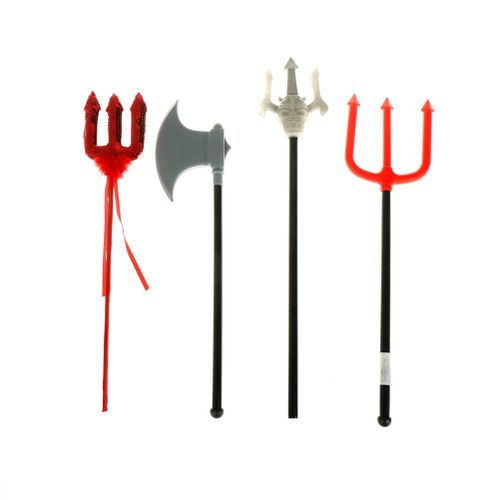 Cosplay Accessoires Fourchette Diable À Double Tranchant Axe Trigeminal Rouge Sequin Baguette Magique Diable Armes Décoratives De Fête D'halloween