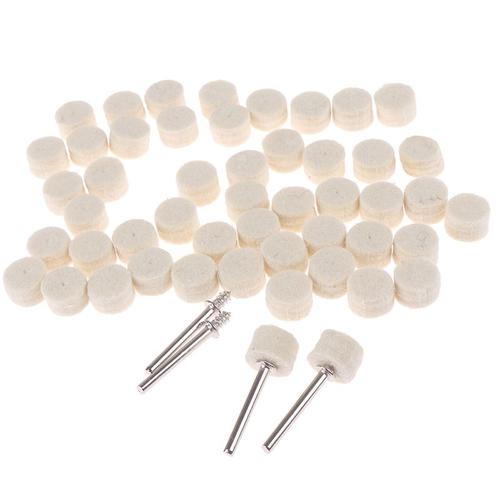 50 Pièces Meulage Tampon De Polissage Dremel Accessoires 13mm Laine Feutre Polissage Polissage Roue + 4 Pièces 3.2 Mm Shanks Pour Outil Rotatif