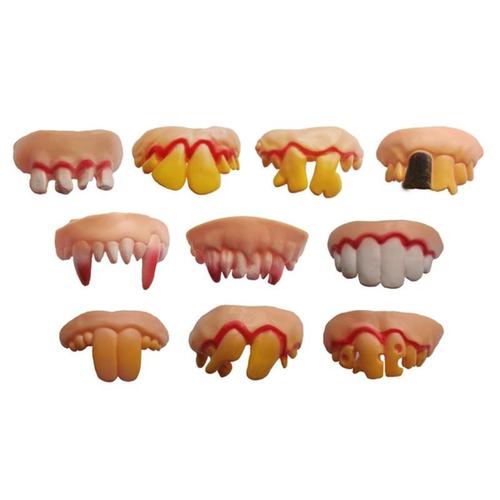 Dents Artificielles Drôles 5 Pièces/Ensemble Fausses Dents Accessoire Jouet Pour Halloween Pâques Mascarade Décorations De Fête Forme Aléatoire