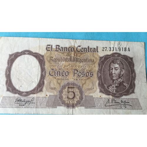 Billet Argentine 5 Pesos 1960