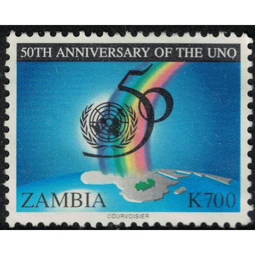 Zambie 1995 Used Onu Logo Drapeau Nations Unies Rainbow Arc En Ciel Su