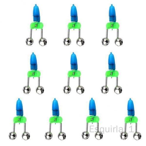 6x10 Pièces Led Double Cloches Nuit Canne À Pêche Lumière Led Pince Morsure Leurre Alarme Bleu 6 Pièces