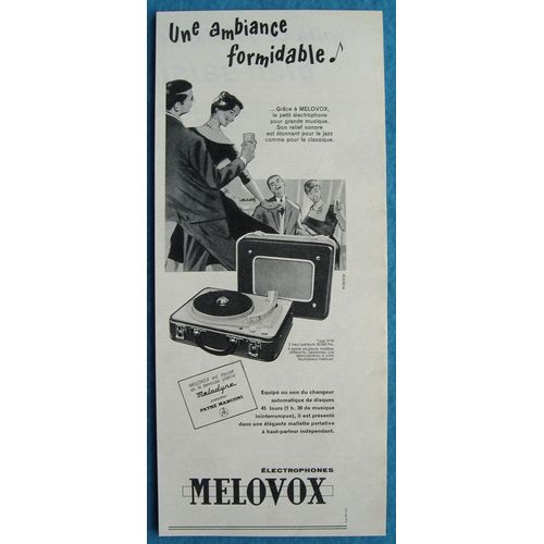 Publicité Papier - Électrophone Mélovox, Pathé Marconi De 1957