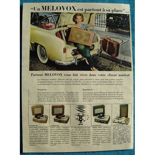 Publicité Papier - Électrophone Mélovox De 1957