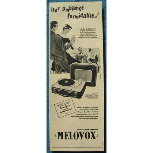 Publicité Papier - Électrophone Mélovox De 1957