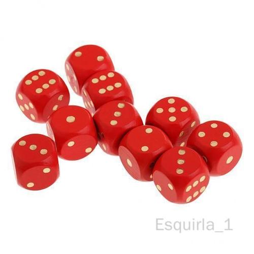 Esquirla Dés En Bois D6 À Points, 5x10 Pièces, Pour Jeu De Société , Jouet Rouge 5 Pièces