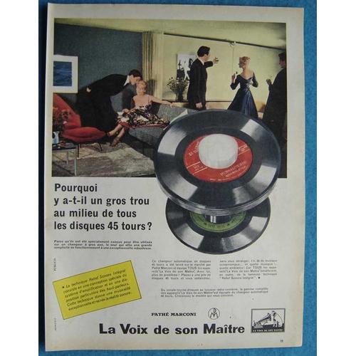 Publicité Papier - Chargeur De Disques 45t Pathé Marconi, La Voix De Son Maître De 1957