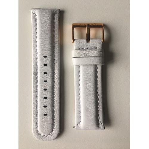 Bracelet Cuir Blanc 24 Mm Boucle Ardillon Rosée De Montre Mixte Marc Ecko