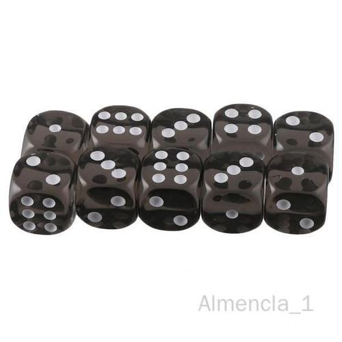 Almencla Dés D6 À En Acrylique, 6 Paquets De 10 Pièces, Pour Jeux De Société , Jouets Noirs 6 Pièces