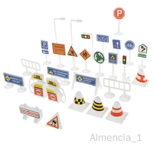 Almencla 5 X 5-6pack 28 Ensembles De Panneaux De Signalisation Routière Anglais, Jouets Éducatifs Pour Enfants 5 Pièces