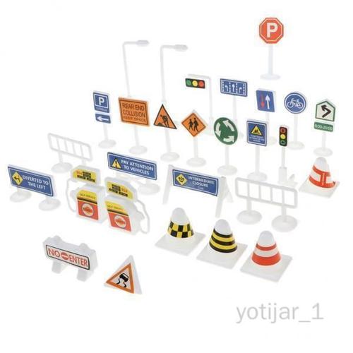 Yotijar Ensembles De Panneaux De Signalisation Routière Anglais 5x28, Jouets Éducatifs Pour Enfants 5 Pièces