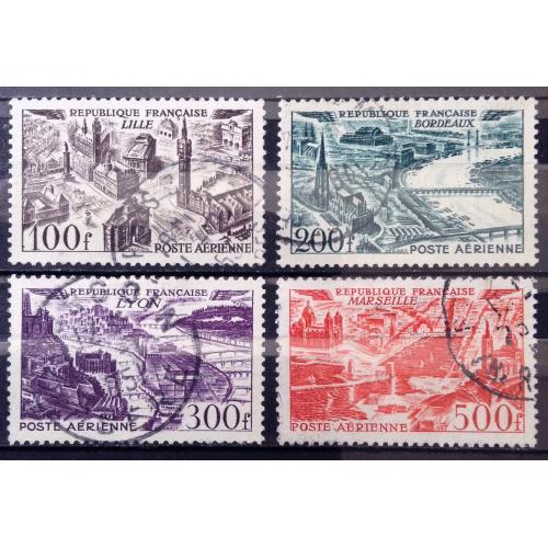 Série Vues Aériennes Grandes Villes - Jolis N° 24 25 26 27 Obl - Cote 21,50 - France Année 1949 - N28795