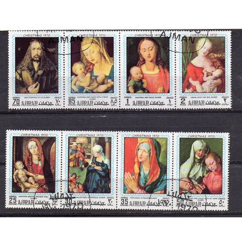 Ajman- Lot De 8 Timbres Oblitérés- Peintures