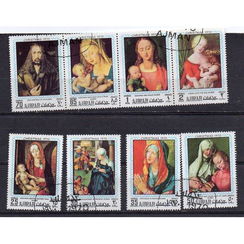 Ajman- Lot De 8 Timbres Oblitérés- Peintures