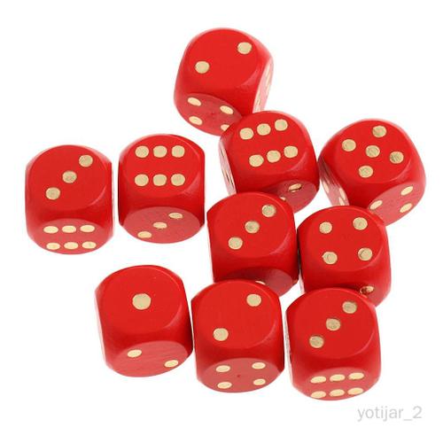 Yotijar Dés En Bois D6 À Points, 5x10 Pièces, Pour Jeu De Société , Jouet Rouge 5 Pièces