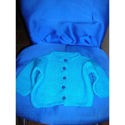 Gilet Manches Longues Fait Main 6/12 Mois