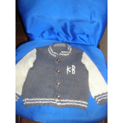 Gilet Manches Longues Fait Main 6/12 Mois