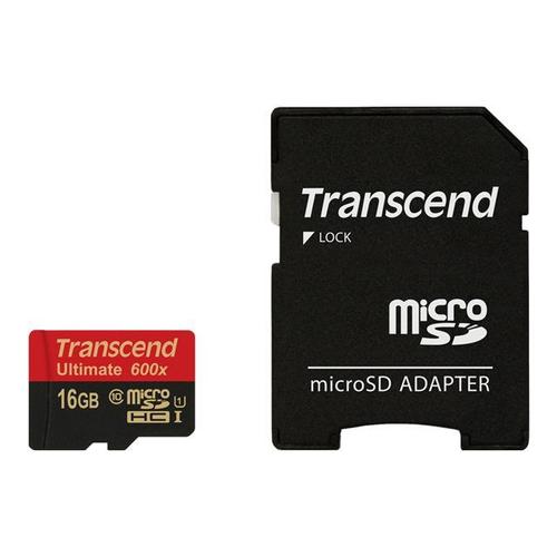 Transcend Ultimate - Carte mémoire flash - 16 Go - UHS Class 1 / Class10 - 600x - microSDHC UHS-I