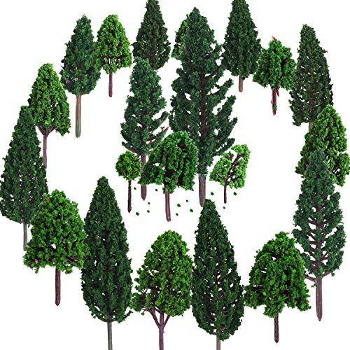 Bememo 22 Pieces Model Trees 118 - 629 Inch Mixed Model Tree Train Trees Railroad Scenery Diorama Tree Architecture Trees For Diy Scenery Landscape Natural Green