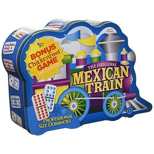 Puremco Mexican Train Double 12 Professional Size Dominoes With Bonus Chickenfoot Game Included Travel Tin Board Game, 91 Tiles, Challenging, Fun Game For Ages 6 Years & Up