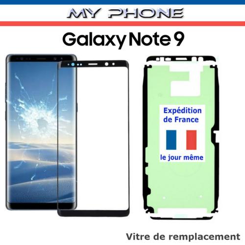 Pour Samsung Galaxy Note 9 Verre Noir Vitre Avant Écran Réparation Remplacement Sm-N960f + Adhésif Contours