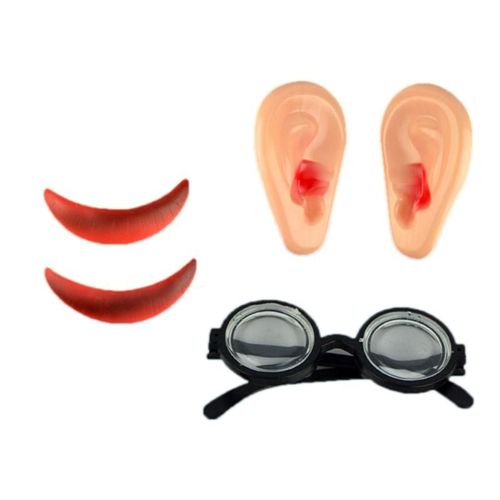 Xm Festival D'accessoires D'halloween 3 Pièces Ornements Humoristiques Pour Fête De Déguisement D'halloween Cosplay (Bouche De Saucisse + Lunettes + Grandes Oreilles) A3