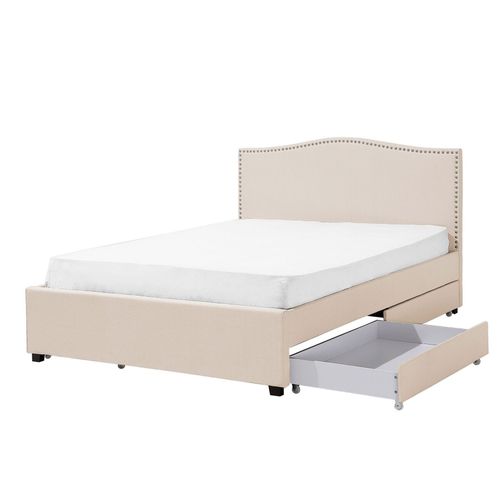 Lit Avec Coffre En Tissu Beige 180 X 200 Cm Montpellier