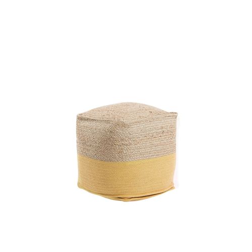 Pouf En Coton Et Jute Jaune 44 X 44 Cm Kirama