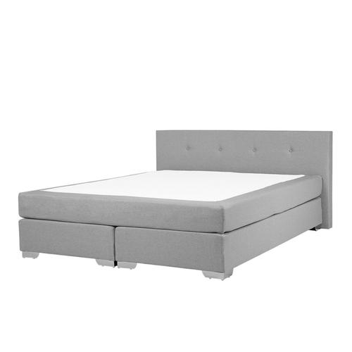 Lit Boxspring En Tissu Gris Clair 180x200 Cm Consul