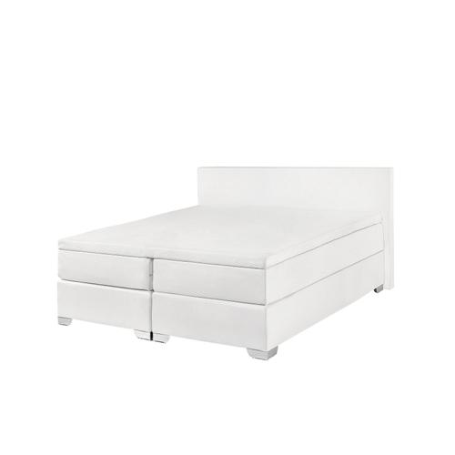 Lit Boxspring En Cuir Pu Blanc 140 X 200 Cm President