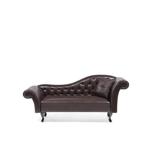 Méridienne Chesterfield Marron Côté Droit Lattes