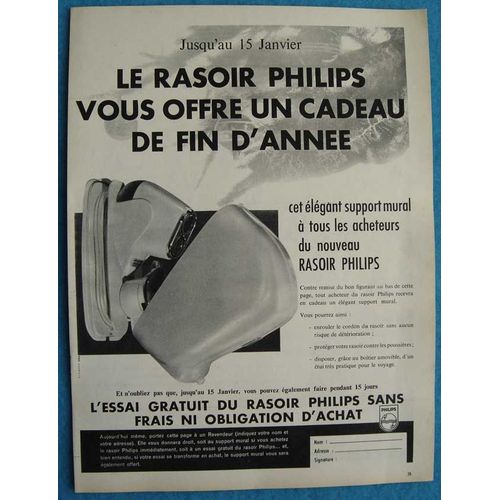 Publicité Papier - Rasoir Électrique Philips De 1959