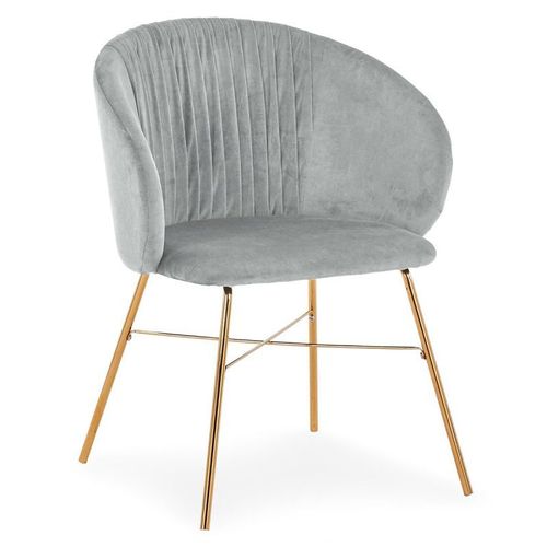 Paris Prix - Chaise Design En Velours "Kanye" 80cm Argent