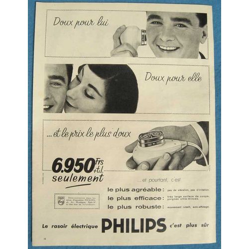 Publicité Papier - Rasoir Électrique Philips De 1957