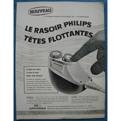 Publicité Papier - Rasoir Électrique Philips Philishave De 1960