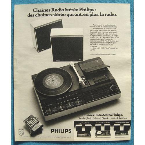 Publicité Papier - Tourne Disque, Chaînes Radio Stéréo Philips De 1975