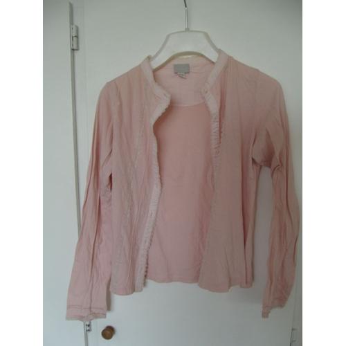 Cardigan Gilet Cyrillus Coton Rose Pale 14 Ans