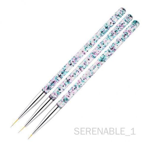 Serenable Ensemble De Pinceaux Pour Nail Art, 4x3x, 3 Tailles, Pour Lignes Fines, Vernis , Argent 4 Pièces